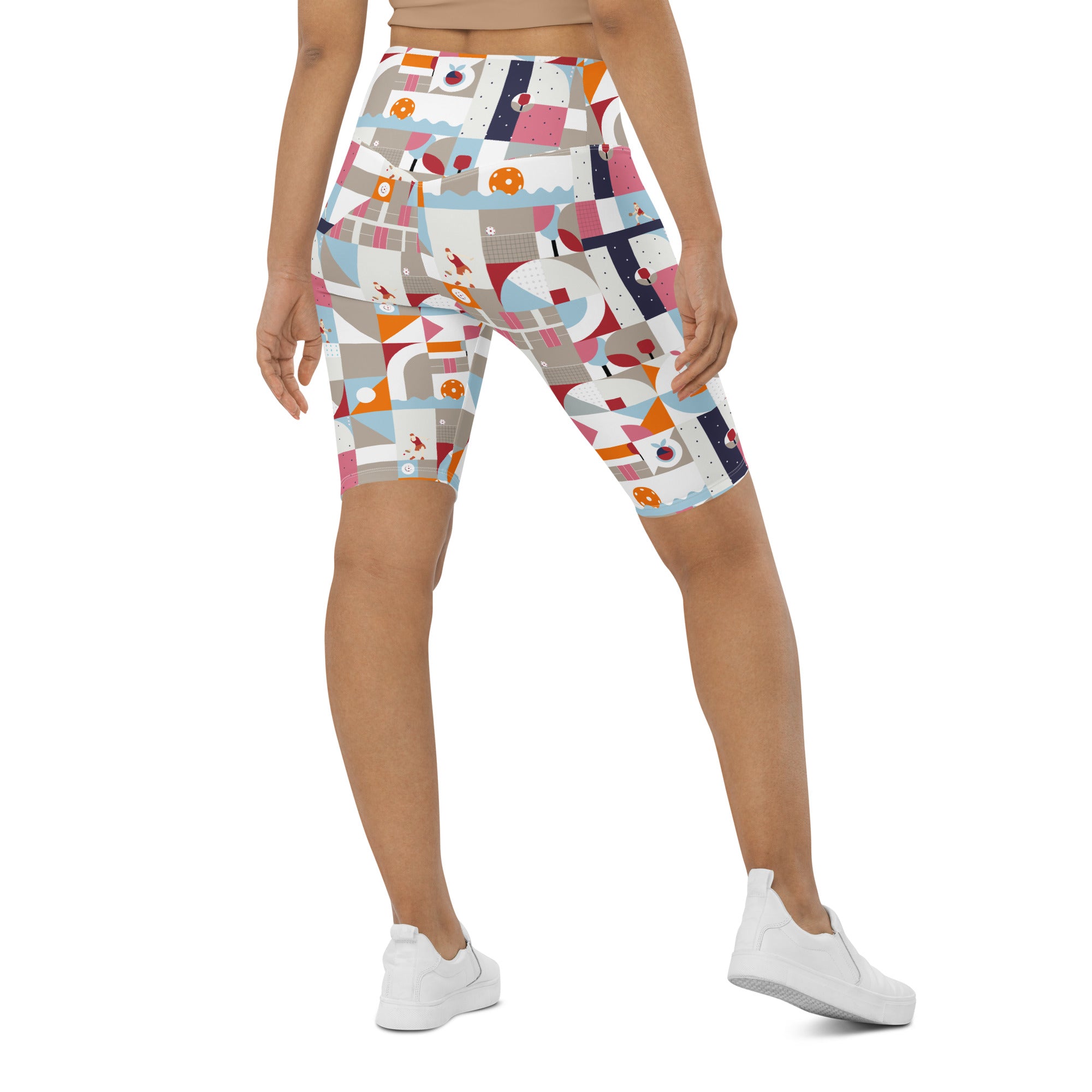 Dink & Drive under the Sun Recoup2© Women's High -Waisted Long Shorts w/pocket for Pickleball Enthusiasts