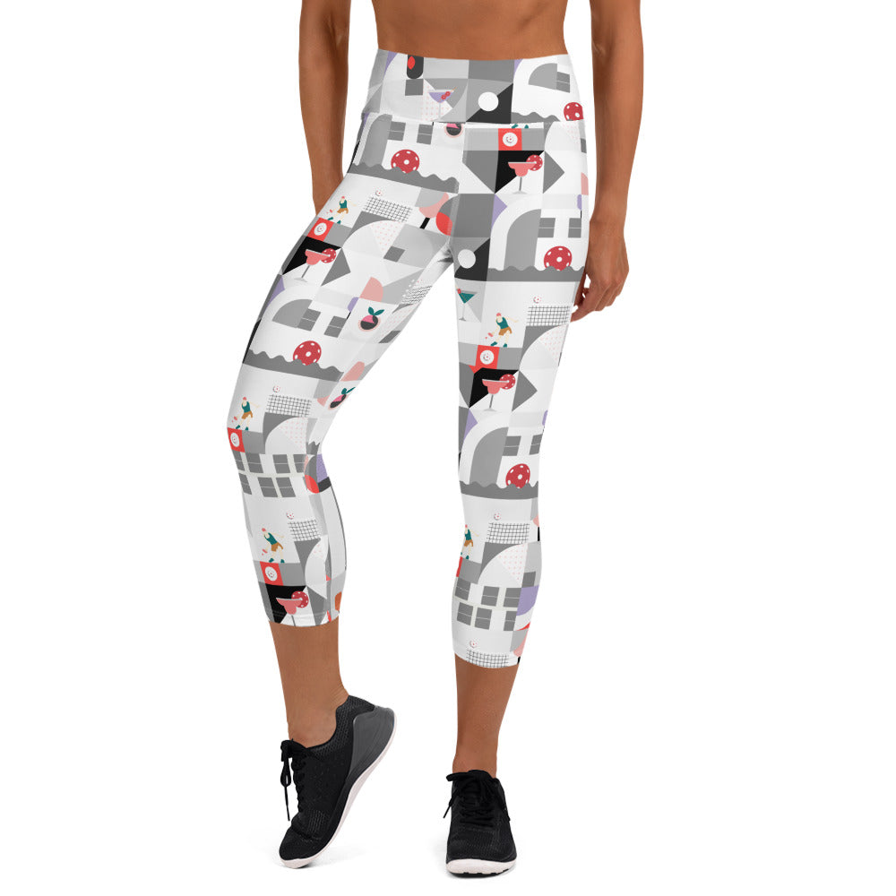 Dink & Drive under the Sun© Happy Hour High Waisted Women's Pickleball Capris, UPF 50+