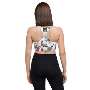 Dink & Drive under the Sun© Happy Hour Women's Compression Racerback Sports Bra for Pickleball Enthusiasts