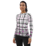 Load image into Gallery viewer, Got Pla(yed)id© Grey &amp; Fuchsia Women&#39;s Performance Long Sleeve Shirt for Pickleball Enthusiasts, UPF 50+
