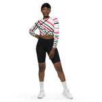 Load image into Gallery viewer, Got Pla(yed)id© Holly Pickleball© Women&#39;s Long Sleeve Crop Top in Red, White &amp; Green - Perfect for Pickleball Enthusiasts
