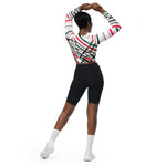 Load image into Gallery viewer, Got Pla(yed)id© Holly Pickleball© Women&#39;s Long Sleeve Crop Top in Red, White &amp; Green - Perfect for Pickleball Enthusiasts
