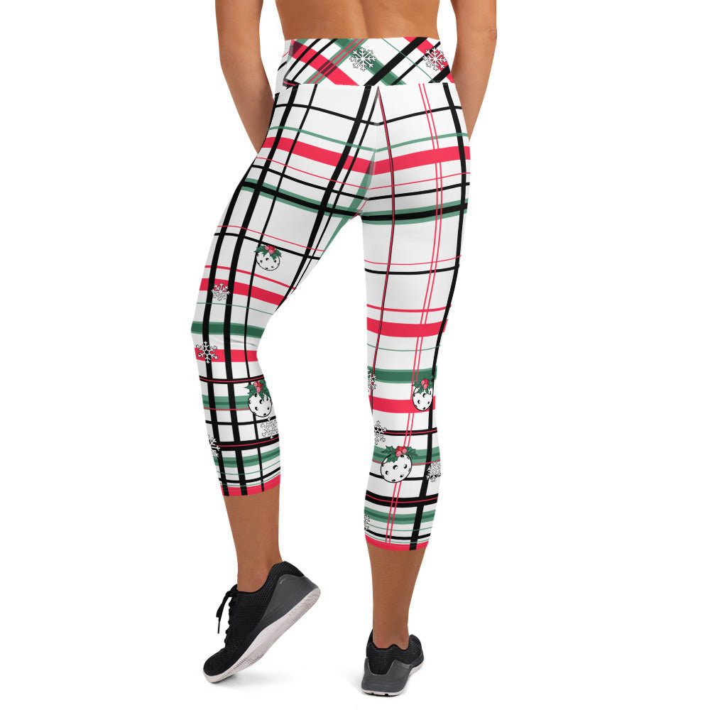 Got Pla(yed)id Holly Pickleball© Women's High-Waisted Pickleball Capri Leggings, UPF 50+