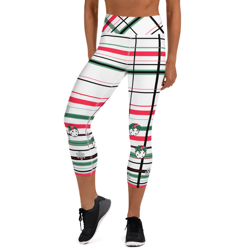 Got Pla(yed)id Holly Pickleball© Women's High-Waisted Pickleball Capri Leggings, UPF 50+