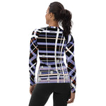 Load image into Gallery viewer, Got Pla(yed)id© &quot;Very Peri&quot; Black, White, &amp; Tangelo Women&#39;s Performance Long Sleeve Shirt for Pickleball Enthusiasts, UPF 50+
