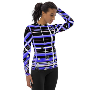 Got Pla(yed)id© Black, White, Blue & Pink Women's Performance Long Sleeve Shirt for Pickleball Enthusiasts, UPF 50+