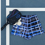 Load image into Gallery viewer, Got Pla(yed)id© Black, White, Blue &amp; Pink Women&#39;s Pickleball Athletic Short Shorts w/pockets
