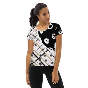 Got Pla(yed)id© Beige & Black Ball on! Women's Performance Athletic T-shirt for Pickleball Enthusiasts