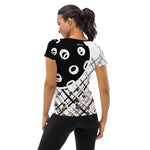 Load image into Gallery viewer, Got Pla(yed)id© Beige &amp; Black Ball on! Women&#39;s Performance Athletic T-shirt for Pickleball Enthusiasts
