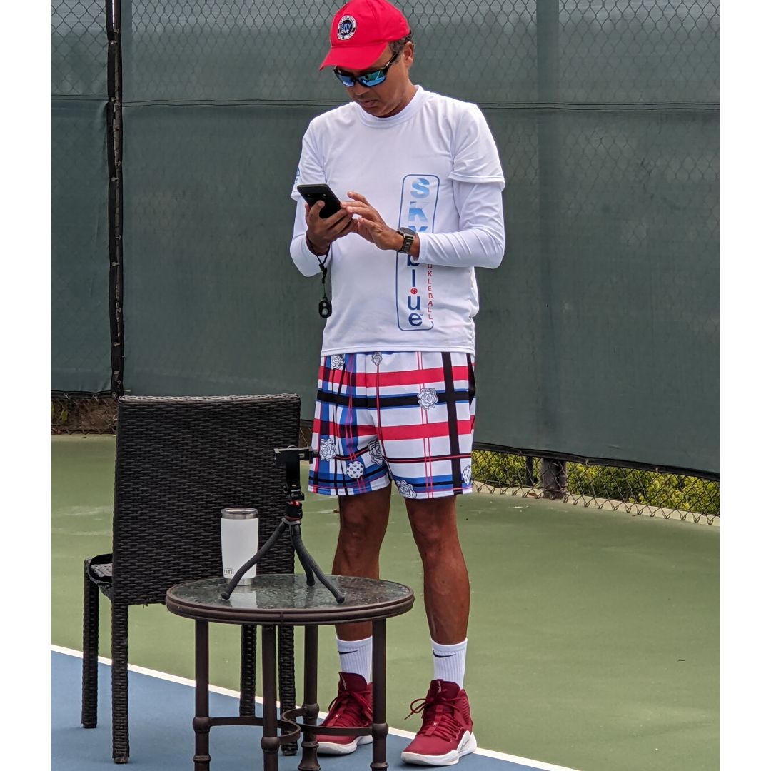 Got Pla(yed)id© Red, White & Blue Men's Long Casual Shorts for Pickleball Enthusiasts