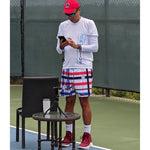 Load image into Gallery viewer, Got Pla(yed)id© Red, White &amp; Blue Men&#39;s Long Casual Shorts for Pickleball Enthusiasts
