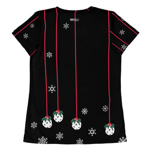 Holly Pickleball© Women's Performance Athletic T-Shirt - Festive Pickleball Apparel for Enthusiasts