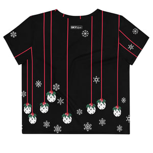 Holly Pickleball© Crop Tee for Women - Festive Athletic Apparel for Pickleball Enthusiasts