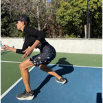 Load image into Gallery viewer, &quot;La Vie en Noir du Pickleball&quot; Spring Dink Gradient© Black_Multi-Colored Women&#39;s High Waisted Long Shorts w/pocket for Pickleball Enthusiasts
