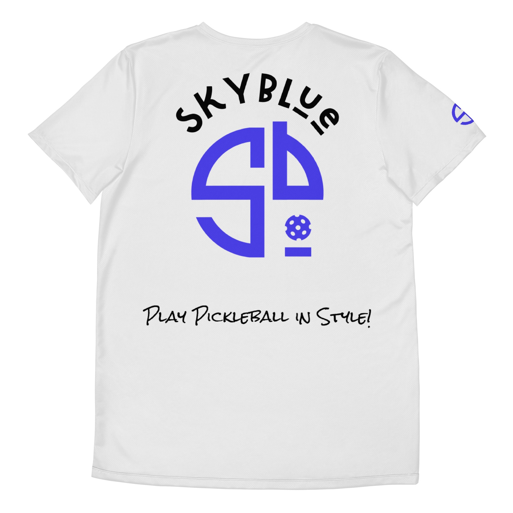 Play Pickleball in Style! SKYblue™ for Got Pla(yed)id© Black, White, Blue & Pink Men's Performance Athletic Short Sleeve Shirt w/MaxDri & MicroBlok