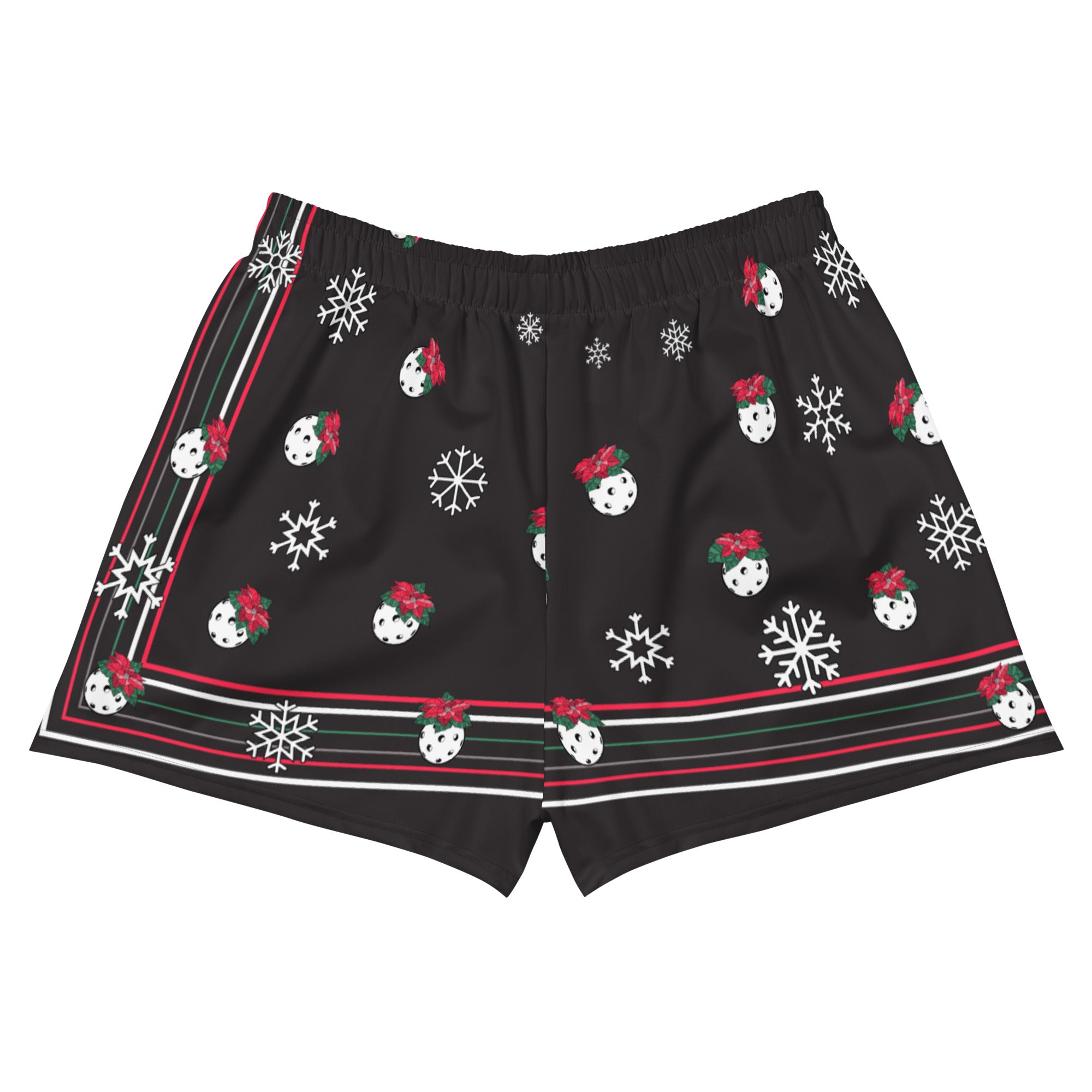 Poinsettia Pickleball© Bandana Style Women's Pickleball Athletic Short Shorts w/pockets
