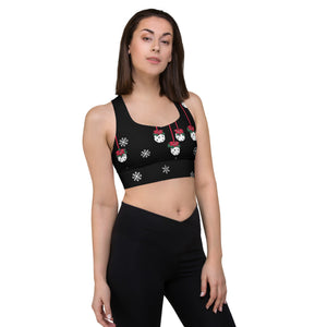 Poinsettia Pickleball© Compression Racerback Sports Bra for Pickleball Enthusiasts