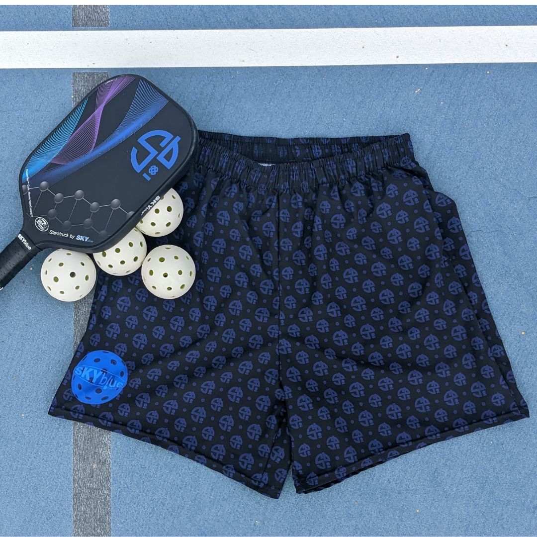 SB© Black & Blue Men's Long Casual Shorts for Pickleball Enthusiasts