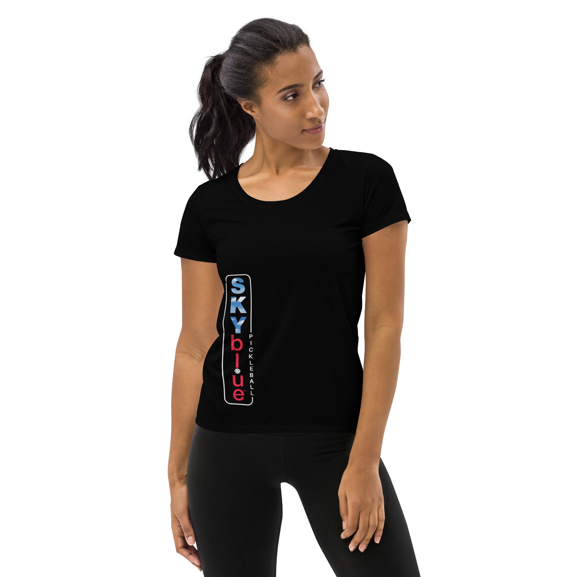 SKYblue™ Black & Red Women's Performance Athletic T-Shirt for Pickleball Enthusiasts - Play Pickleball in Style!