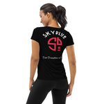 Load image into Gallery viewer, SKYblue™ Black &amp; Red Women&#39;s Performance Athletic T-Shirt for Pickleball Enthusiasts - Play Pickleball in Style!
