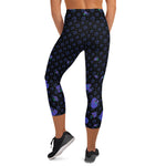 Load image into Gallery viewer, Spring Dink Gradient Logo© Very Peri, Black, Blue, Green &amp; Tangelo High-Waisted Women&#39;s Pickleball Capris, UPF 50+
