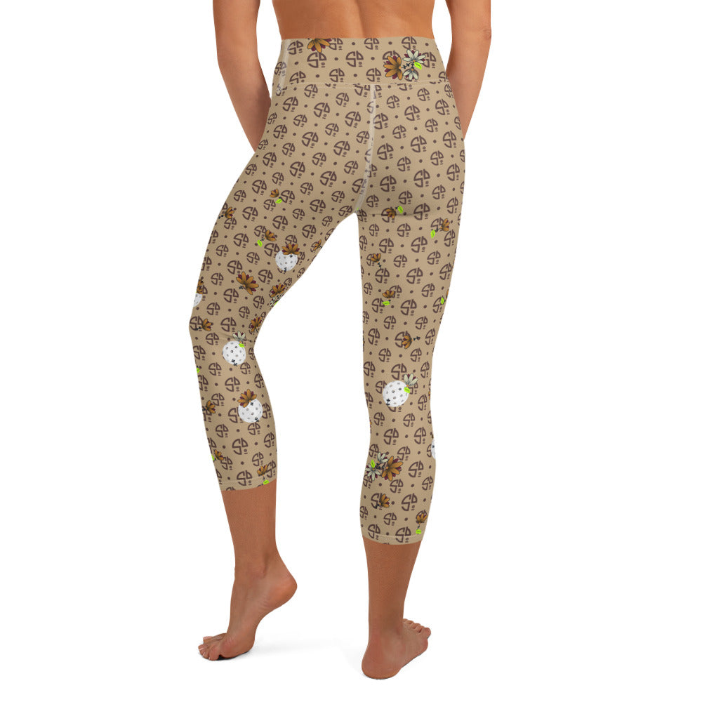 Sandbagger aka Spring Dink Gradient Logo© Women's High-Waisted Pickleball Capris, UPF 50+