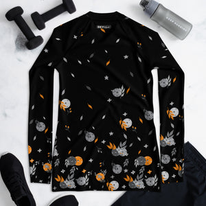 Spring Dink Gradient© Black, 15 Shades of Gray & Orange, Women's Performance Long Sleeve Shirt for Pickleball Enthusiasts, UPF 50+