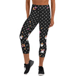 Load image into Gallery viewer, Spring Dink Gradient Logo© Black, Grey, White, Purple, Violet, &amp; Golden Yellow Women&#39;s High-Waisted Pickleball Capris, UPF 50+
