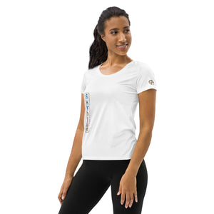 SKYblue™ White Women's Performance Athletic T-Shirt - Play Pickleball in Style! - Perfect Match for Sandbagger Spring Dink Gradient Bottoms