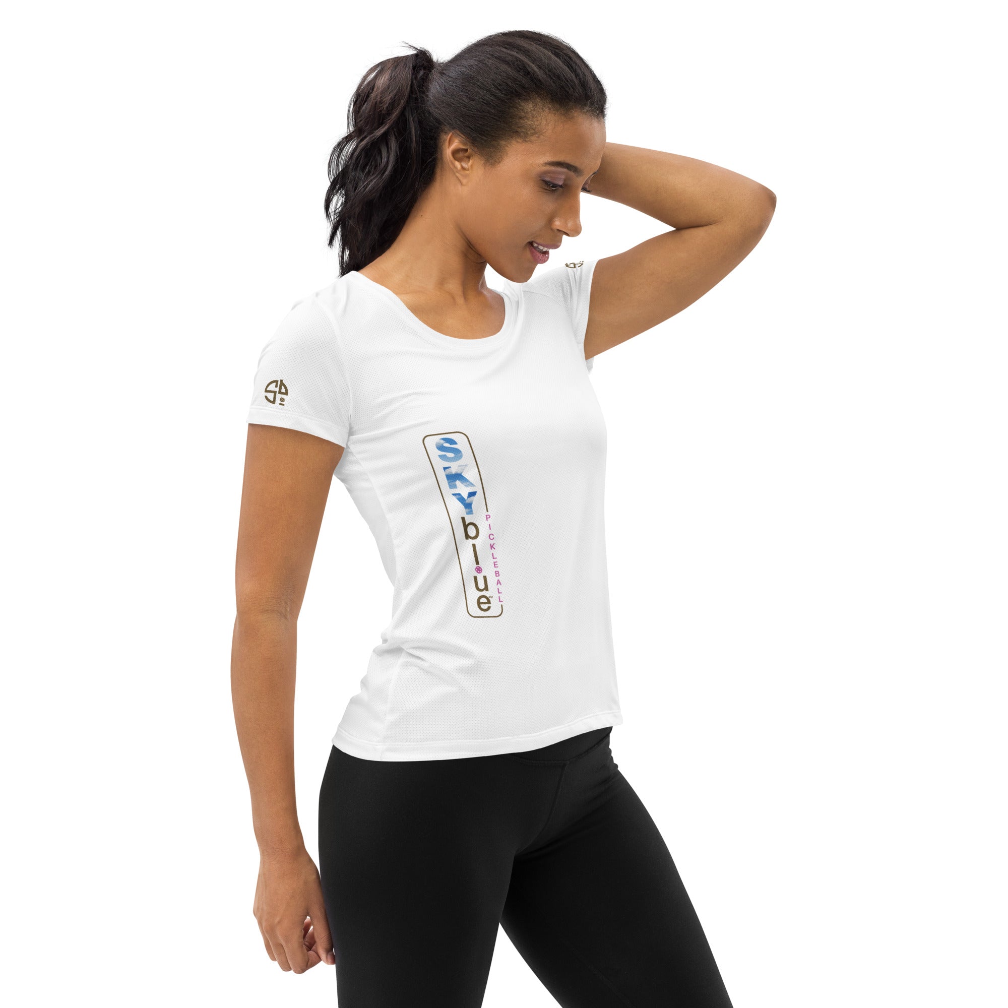 SKYblue™ White Women's Performance Athletic T-Shirt for Pickleball Enthusiasts - Play Pickleball in Style!