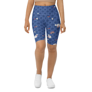 Spring Dink Logo© Gradient Red, White & Blue Women's High -Waisted Long Shorts w/pocket for Pickleball Enthusiasts