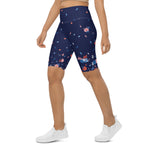 Load image into Gallery viewer, Spring Dink Gradient Blue© Women&#39;s High-Waisted Long Shorts w/pocket for Pickleball Enthusiasts
