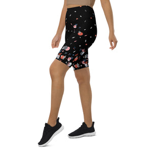 "La Vie en Noir du Pickleball" Spring Dink Gradient© Black & Shades of Gray Women's High Waisted Long Shorts w/pocket for Pickleball Enthusiasts