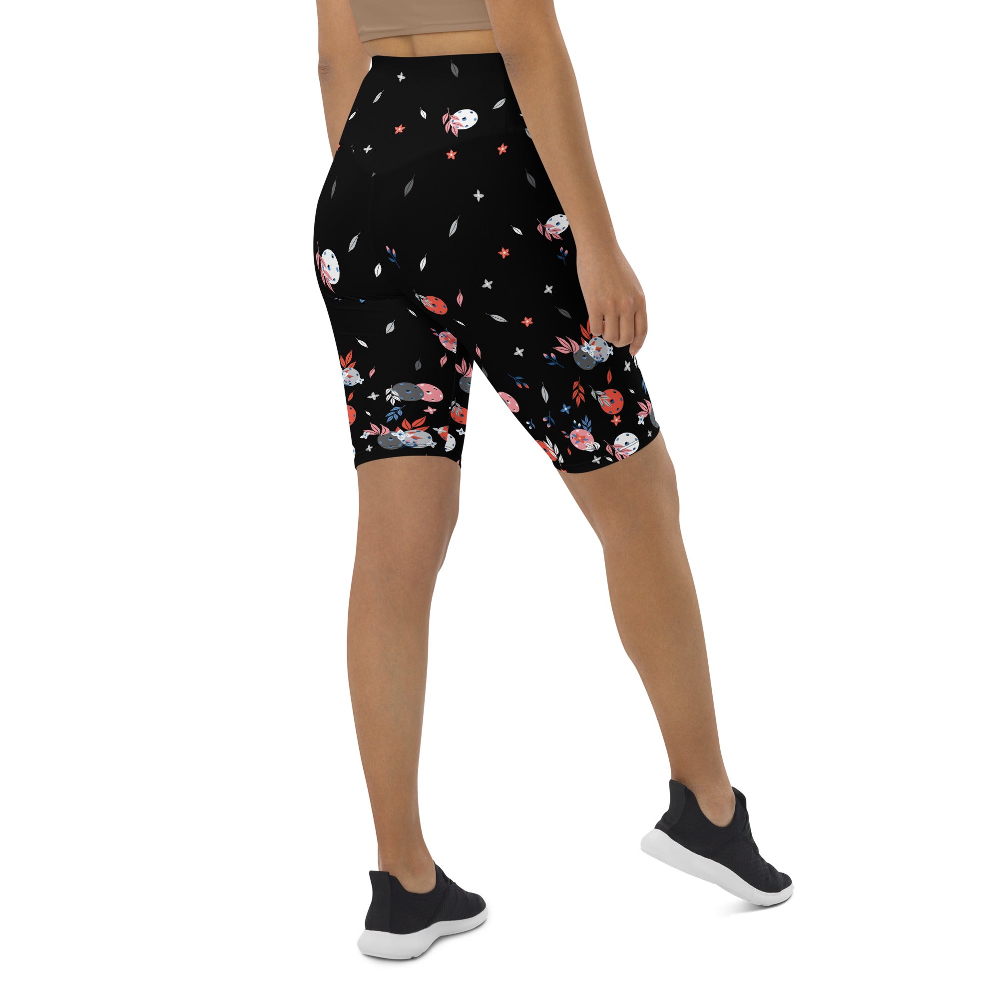 "La Vie en Noir du Pickleball" Spring Dink Gradient© Black & Shades of Gray Women's High Waisted Long Shorts w/pocket for Pickleball Enthusiasts