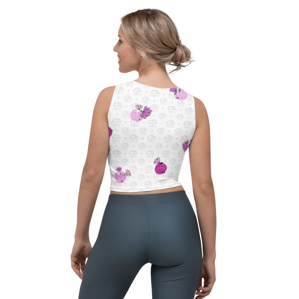 Spring Dink Logo© Grey & Fuchsia Crop Top for Pickleball Enthusiasts