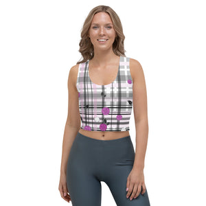Got Pla(yed)id© Grey & Fuchsia Crop Top for Pickleball Enthusiasts