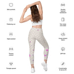 Load image into Gallery viewer, Spring Dink Logo Gradient© Beige &amp; Fuchsia Pickleball Performance Leggings with pockets, UPF 50+
