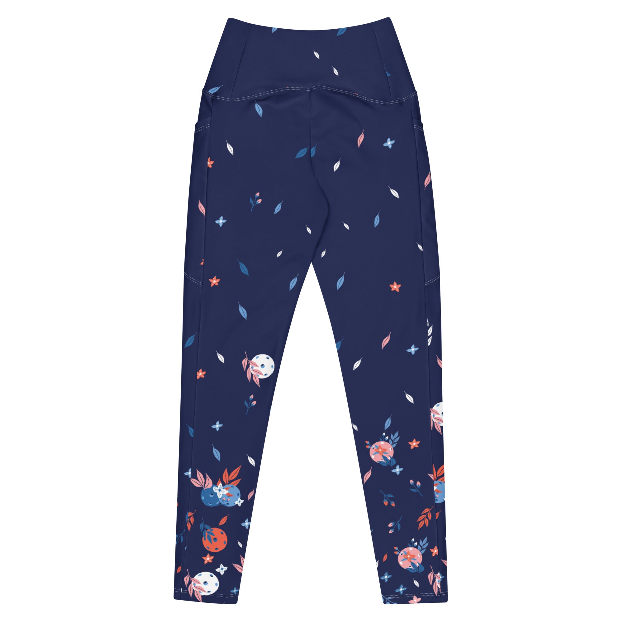 Spring Dink Gradient© Blue High-Waisted Pickleball Performance Leggings with pockets, UPF 50+