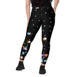 Load image into Gallery viewer, &quot;La Vie en Noir de Pickleball&quot; Spring Dink Gradient© Black/Multi colored High-Waisted Pickleball Performance Leggings with pockets, UPF 50+
