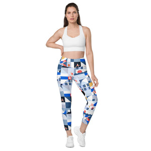 Dink & Drive under the Sun Summertime© Women's Pickleball Performance Leggings with pockets, UPF 50+