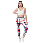 Load image into Gallery viewer, Got Pla(yed)id© Red, White &amp; Blue High-Waisted Pickleball Performance Leggings with pockets, UPF 50+
