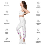Load image into Gallery viewer, Spring Dink Logo Gradient© Grey &amp; Fuchsia Pickleball Performance Leggings with pockets, UPF 50+
