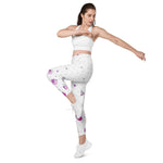 Load image into Gallery viewer, Spring Dink Logo Gradient© Grey &amp; Fuchsia Pickleball Performance Leggings with pockets, UPF 50+
