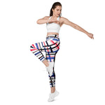 Load image into Gallery viewer, Got Pla(yed)id© Red, White &amp; Blue High-Waisted Pickleball Performance Leggings with pockets, UPF 50+
