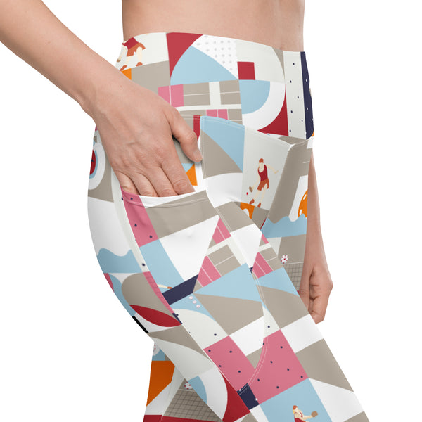 Pickleball Leggings for Women. Pickleball Colorful Pattern Printed