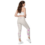 Load image into Gallery viewer, Spring Dink Logo Gradient© Beige &amp; Fuchsia Pickleball Performance Leggings with pockets, UPF 50+

