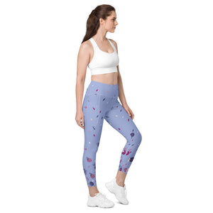 Spring Dink Gradient© Lavender High-Waisted Pickleball Performance Leggings with pockets, UPF 50+