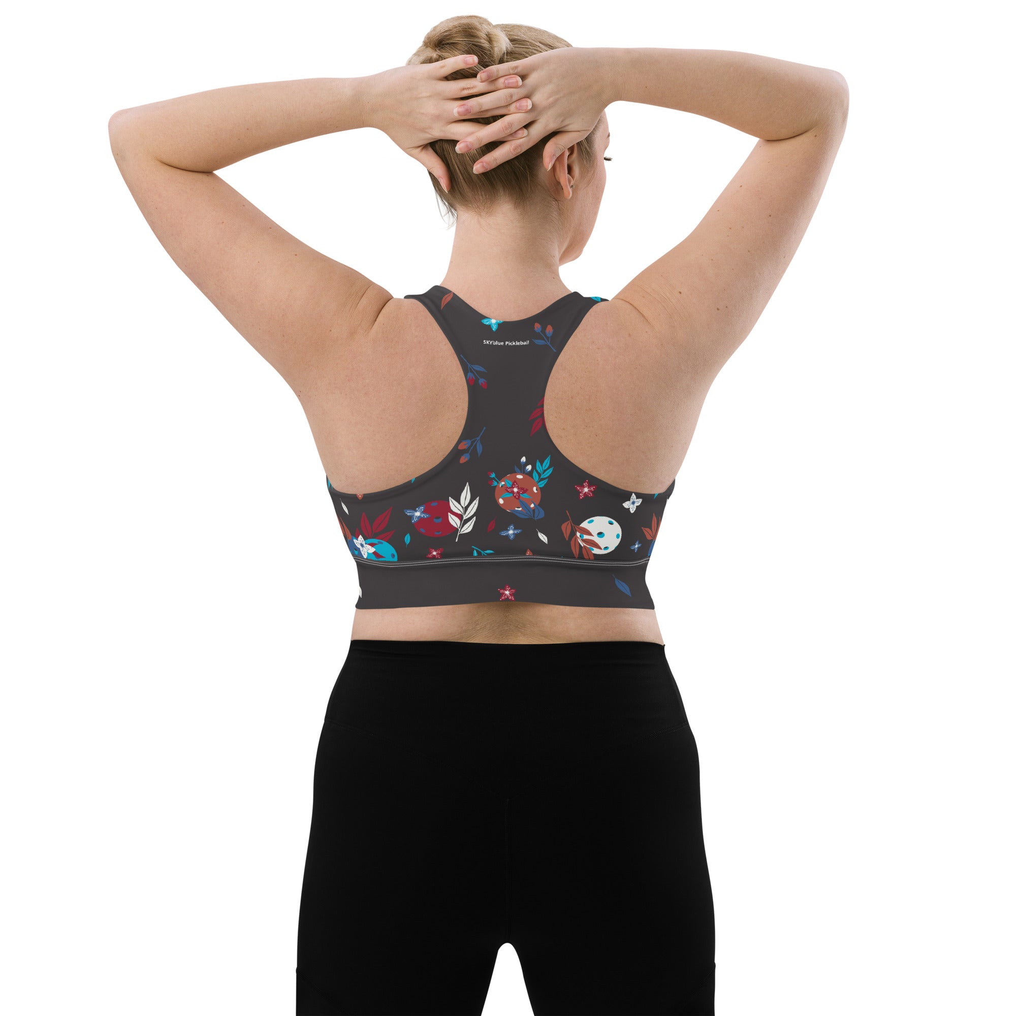 Spring Dink Gradient© "Hopeful Discordance" Women's Compression Racerback Sports Bra for Pickleball Enthusiasts