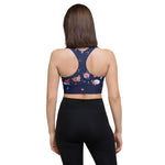 Load image into Gallery viewer, Spring Dink Gradient© Blue Compression Racerback Sports Bra for Pickleball Enthusiasts
