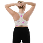 Load image into Gallery viewer, Spring Dink Logo© Beige &amp; Fuchsia Women&#39;s Compression Racerback Sports Bra for Pickleball Enthusiasts
